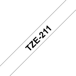Fita Laminada Compatível Brother TZE-211 - 6mm x 8m Preto/Branco