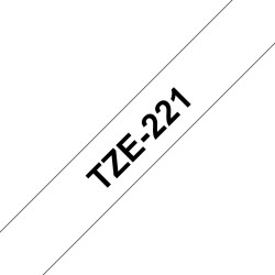 Fita Laminada Compatível Brother TZE-221 - 9mm x 8m Preto/Branco