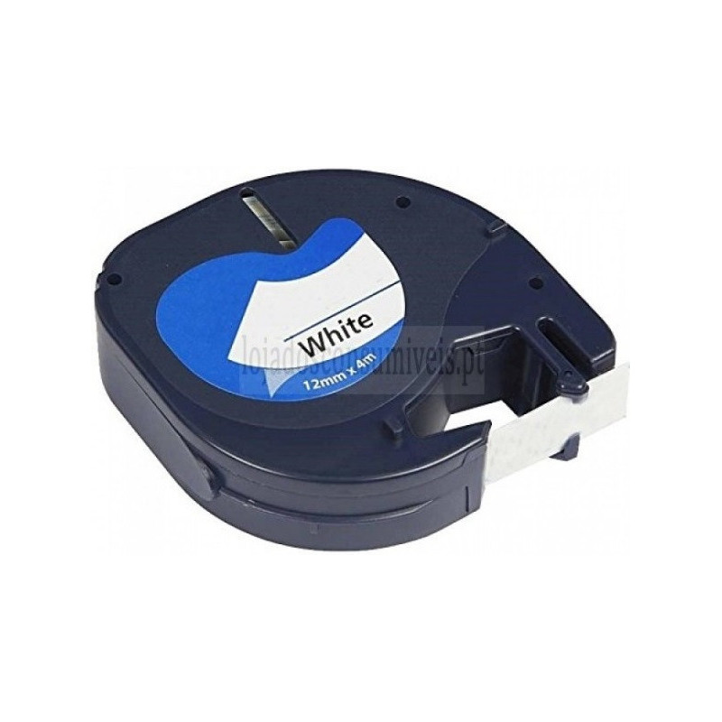 Fita Compatível Dymo LETRATAG 91201 - 12mmx4m Preto/Branco