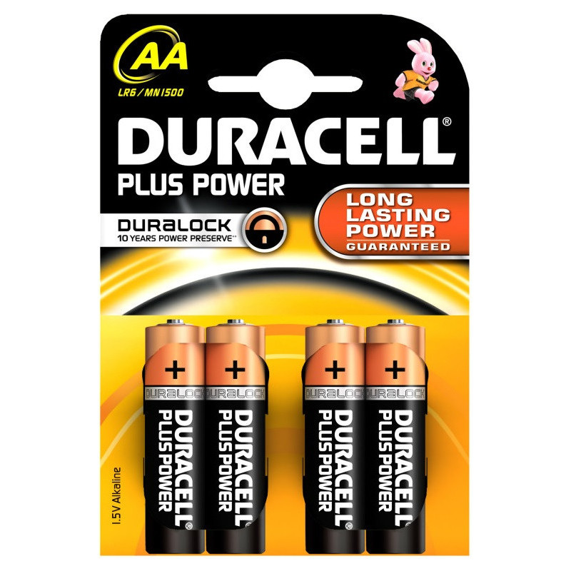 Pilhas Alcalinas Duracell LR06 (AA) 1.5V Plus Power - Pack 4