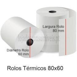 Rolos de Papel Térmico  80x60 - Pack 10