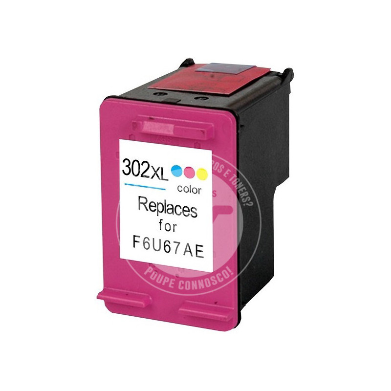 Tinteiro HP Reciclado 302XL (F6U65AE/F6U67AE) Tricolor