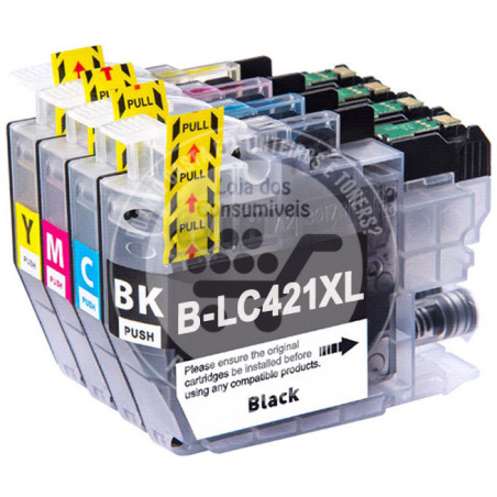 Conjunto 4 Tinteiros Brother Compatíveis LC421XL