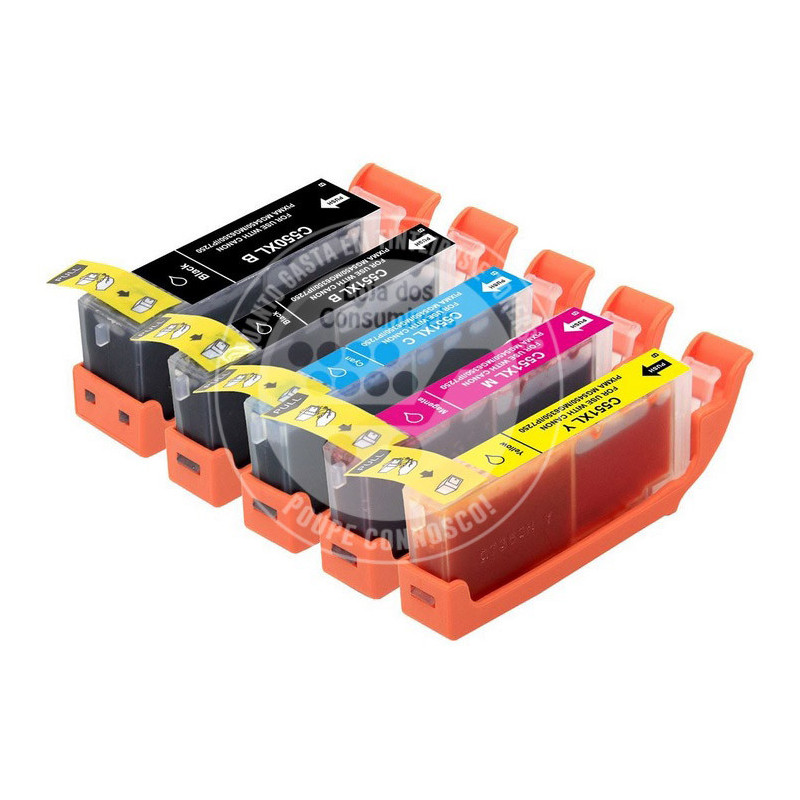 Conjunto 5 Tinteiros Canon Compatíveis PGI550/CLI551