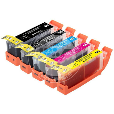 Conjunto 5 Tinteiros Canon Compatíveis PGI550/CLI551
