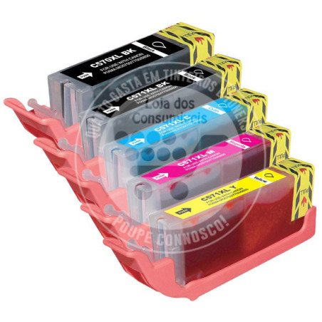 Conjunto 5 Tinteiros Canon Compatíveis PGI570/CLI571