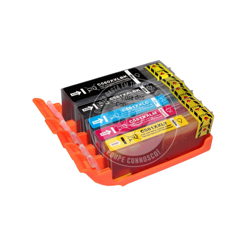 Conjunto 5 Tinteiros Canon Compatíveis PGI580XXL/CLI581XXL