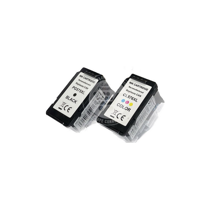 Conjunto 2 Tinteiros Canon Reciclados PG575XL/CL576XL Preto/Tricolor