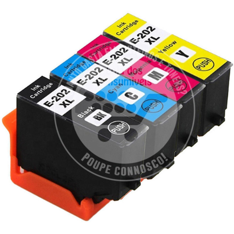 Conjunto 4 Tinteiros Epson Compatíveis 202XL