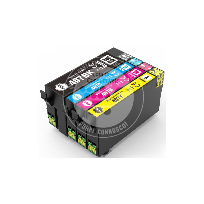 Conjunto 4 Tinteiros Epson Compatíveis 407 (T07U6)