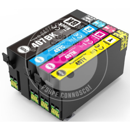 Conjunto 4 Tinteiros Epson Compatíveis 407 (T07U6)