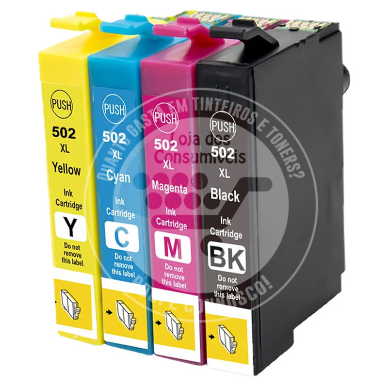 Conjunto 4 Tinteiros Epson Compatíveis 502XL (T02W6)