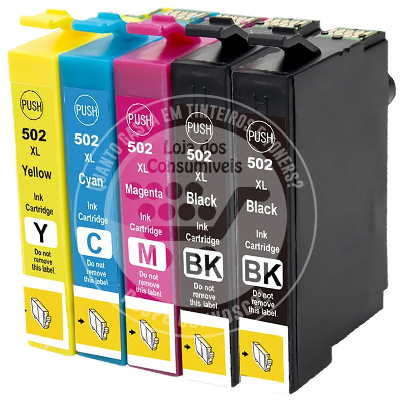 Conjunto 5 Tinteiros Epson Compatíveis 502XL