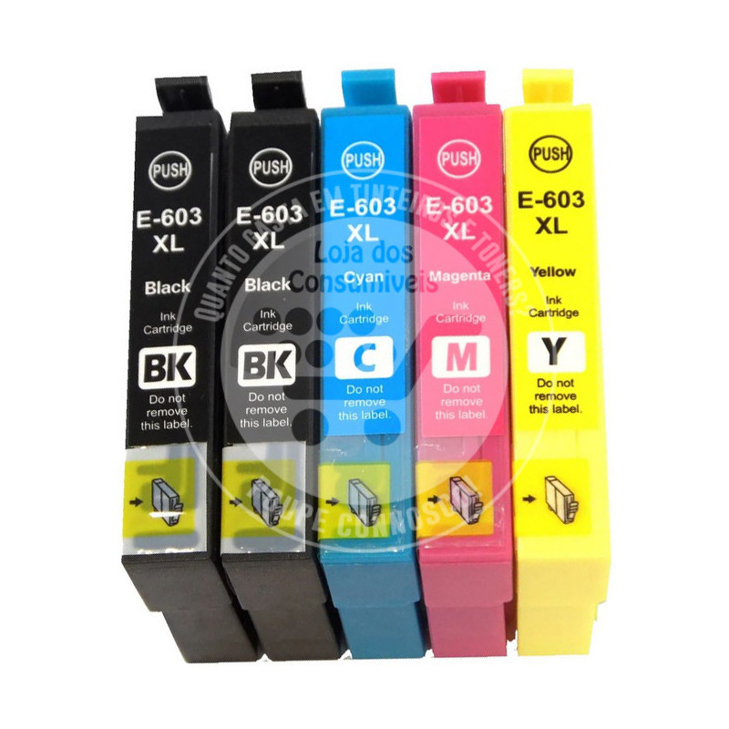 Conjunto 5 Tinteiros Epson Compatíveis 603XL
