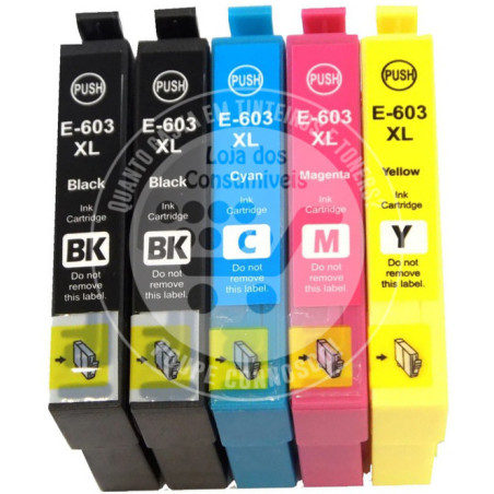 Conjunto 5 Tinteiros Epson Compatíveis 603XL