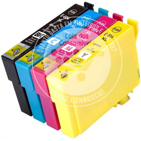 Conjunto 4 Tinteiros Epson Compatíveis 604XL (T10H6)