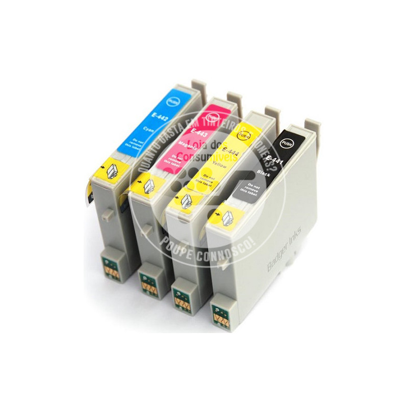 Conjunto 4 Tinteiros Epson Compatíveis T0441/2/3/4 (T0445) Conjunto 4 Tinteiros Epson Compatíveis T0441/2/3/4 (T0445)