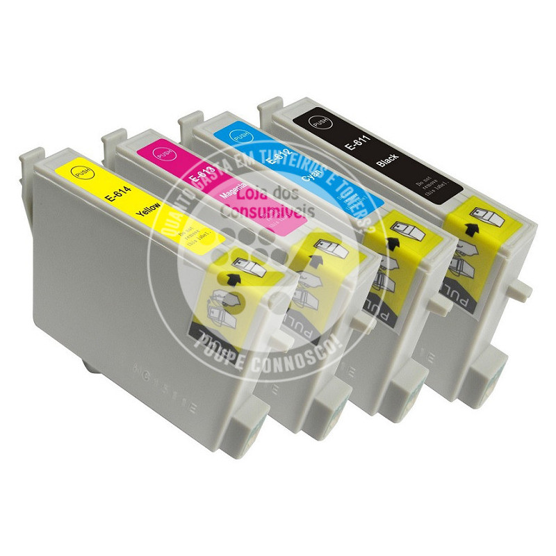 Conjunto 4 Tinteiros Epson Compatíveis T0611/2/3/4 (T0615) Conjunto 4 Tinteiros Epson Compatíveis T0611/2/3/4 (T0615)