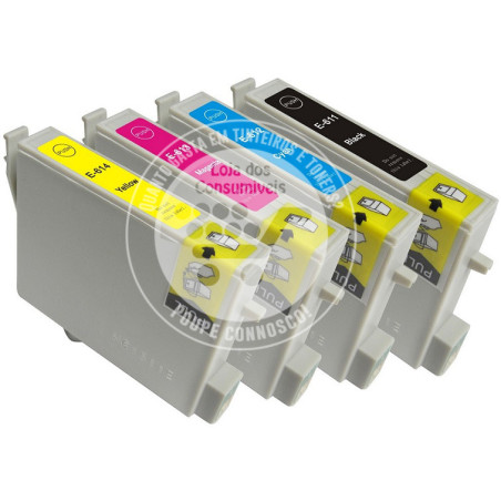 Conjunto 4 Tinteiros Epson Compatíveis T0611/2/3/4 (T0615)