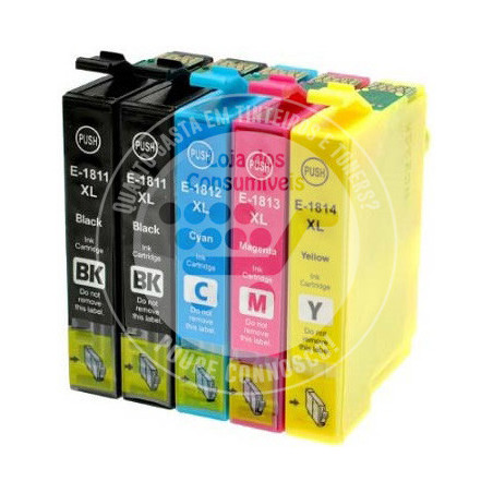 Conjunto 5 Tinteiros Epson Compatíveis 18XL