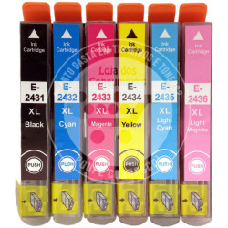 Conjunto 6 Tinteiros Epson Compatíveis T2431/2/3/4/5/6 (T2428) - 24XL