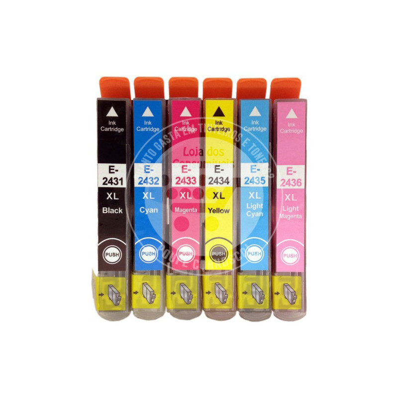 Conjunto 6 Tinteiros Epson Compatíveis T2431/2/3/4/5/6 (T2428) - 24XL