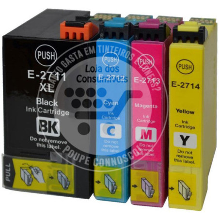 Conjunto 4 Tinteiros Epson Compatíveis T2711/2/3/4 (T2715) - 27XL