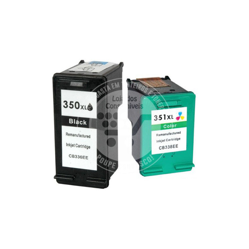Conjunto 2 Tinteiros HP Reciclados 350XL/351XL Preto/Tricolor