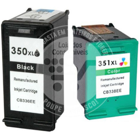 Conjunto 2 Tinteiros HP Reciclados 350XL/351XL Preto/Tricolor