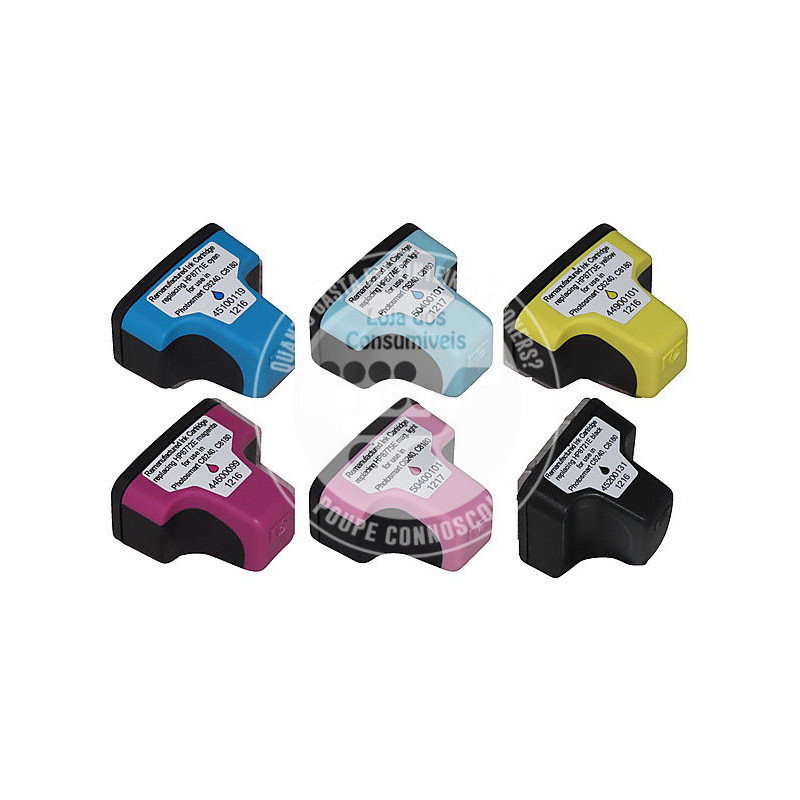 Conjunto 6 Tinteiros HP Compatíveis 363XL Preto/Cyan/Magenta/Amarelo/Light Cyan/Light Magenta