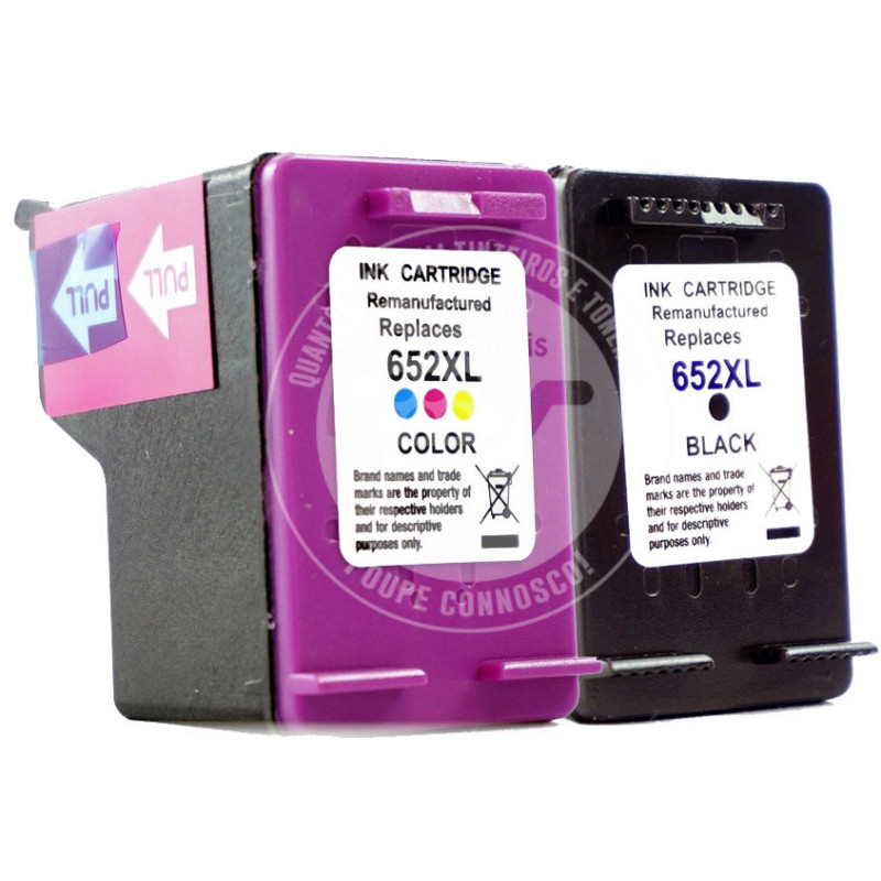 Conjunto 2 Tinteiros HP Reciclados 652XL Preto/Tricolor