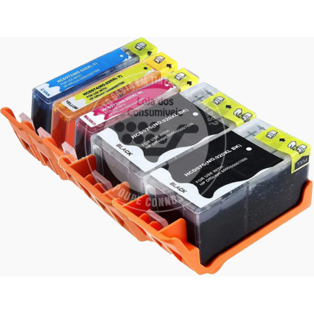 Conjunto 5 Tinteiros HP Compatíveis 920XL Pretos/Azul/Magenta/Amarelo