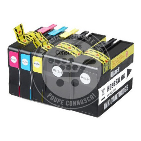 Conjunto 5 Tinteiros HP Compatíveis 932/933XL Pretos/Azul/Magenta/Amarelo