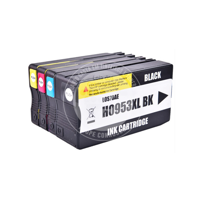 Conjunto 4 Tinteiros HP Compatíveis 953XL Preto/Azul/Magenta/Amarelo