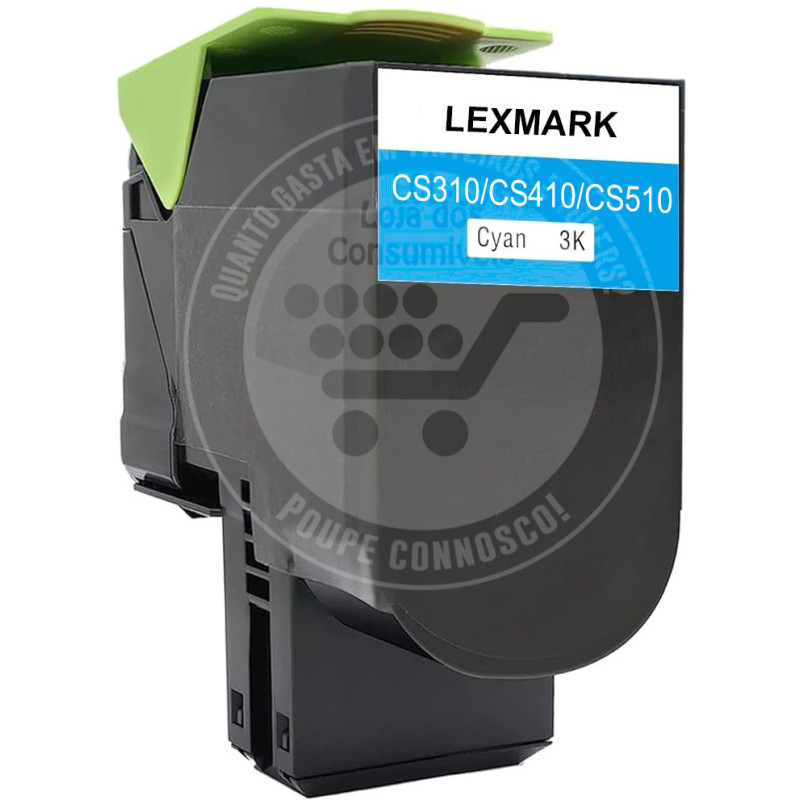 Toner Lexmark Compatível CS310/CS410/CS510 Azul