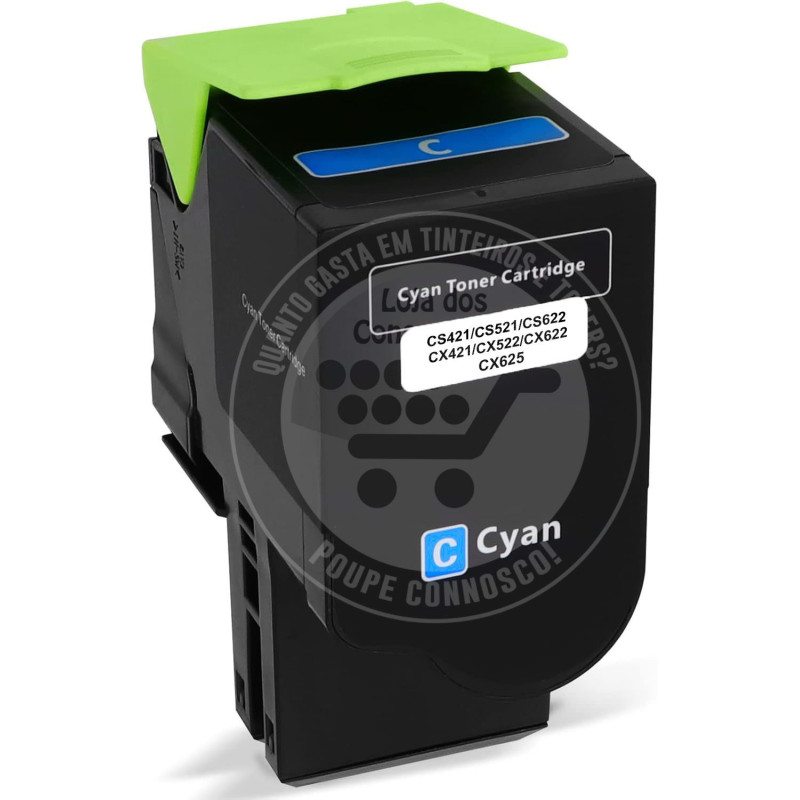 Toner Lexmark Compativel CS421/CS521/CS622/CX421/CX522/CX622/CX625 Azul