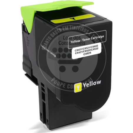 Toner Lexmark Compativel CS421/CS521/CS622/CX421/CX522/CX622/CX625 Amarelo