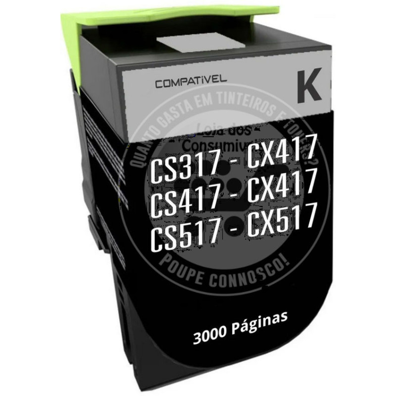 Toner Lexmark Compativel CS317/CX317/CS417/CX417/CS517/CX517 Preto