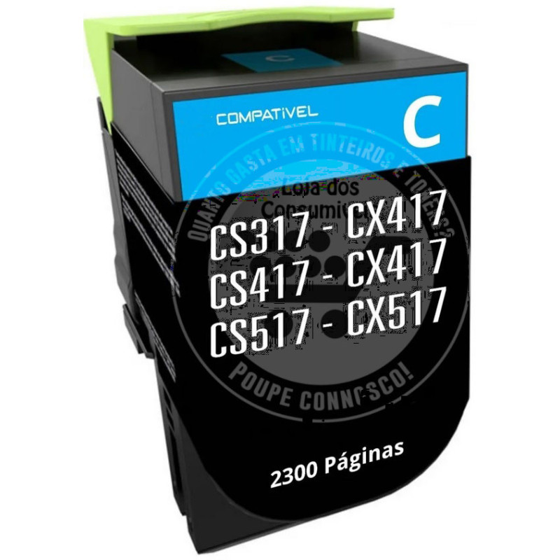 Toner Lexmark Compativel CS317/CX317/CS417/CX417/CS517/CX517 Azul