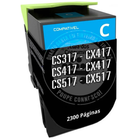 Toner Lexmark Compativel CS317/CX317/CS417/CX417/CS517/CX517 Azul
