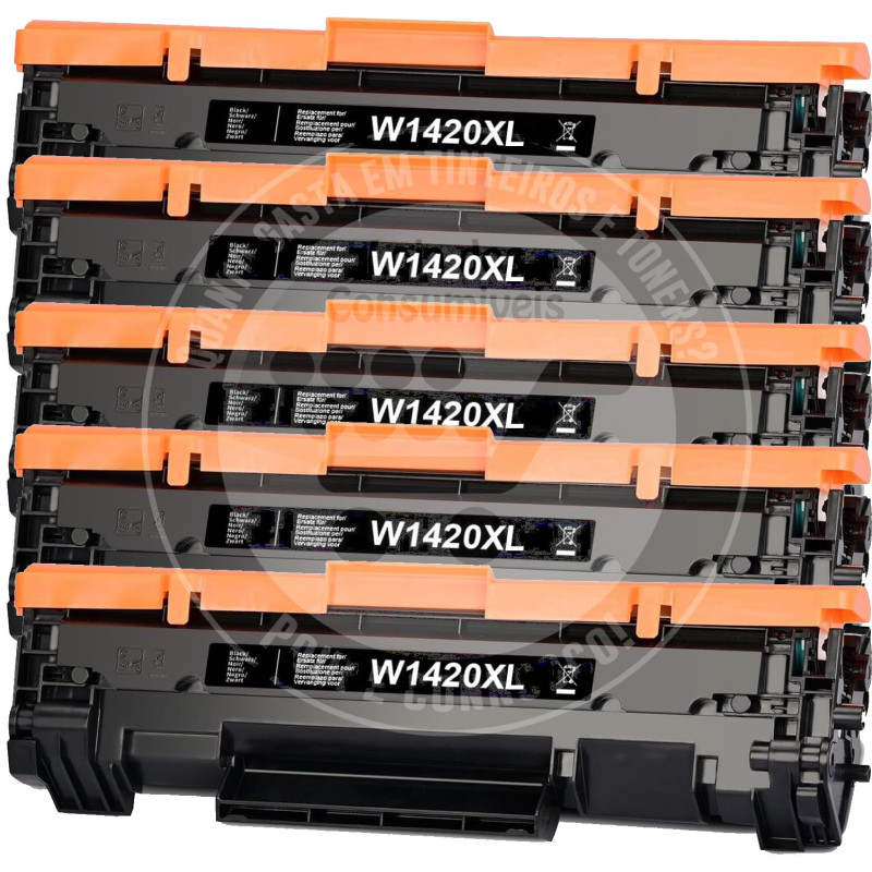 Conjunto 5 Toners HP Compatível Nº142A XL (W1420A XL) Preto (Não usar em HP+)
