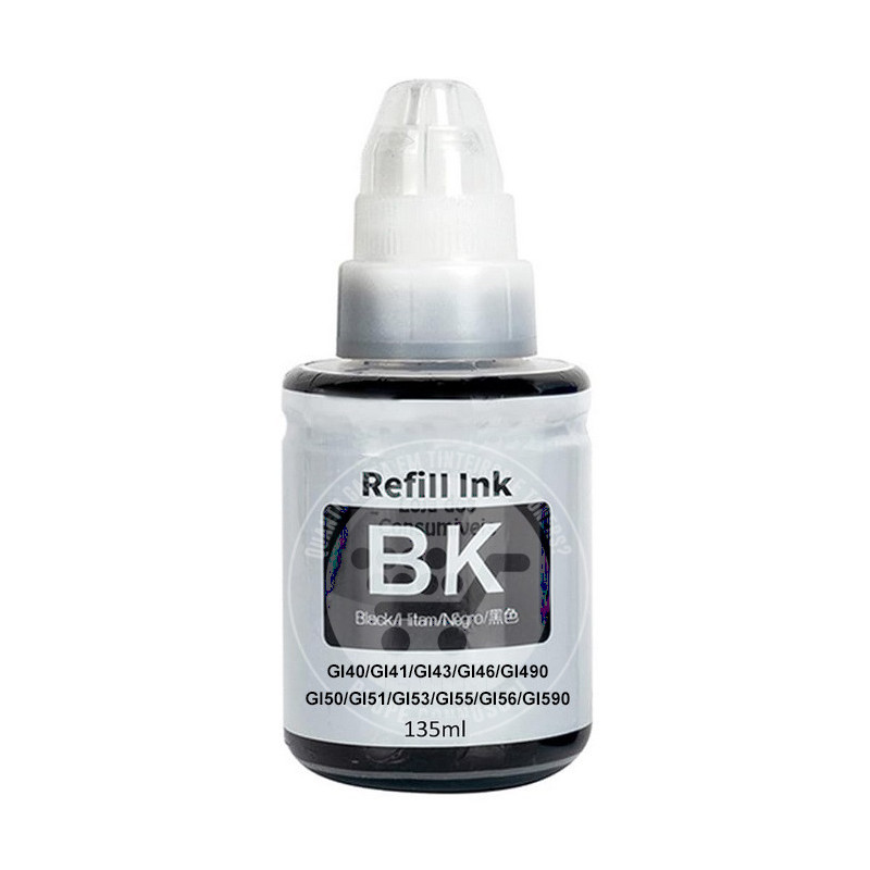 Tinta Canon Compatível GI40/GI41/GI43/GI46/GI490/GI50/GI51/GI53/GI55/GI56/GI590 Preto