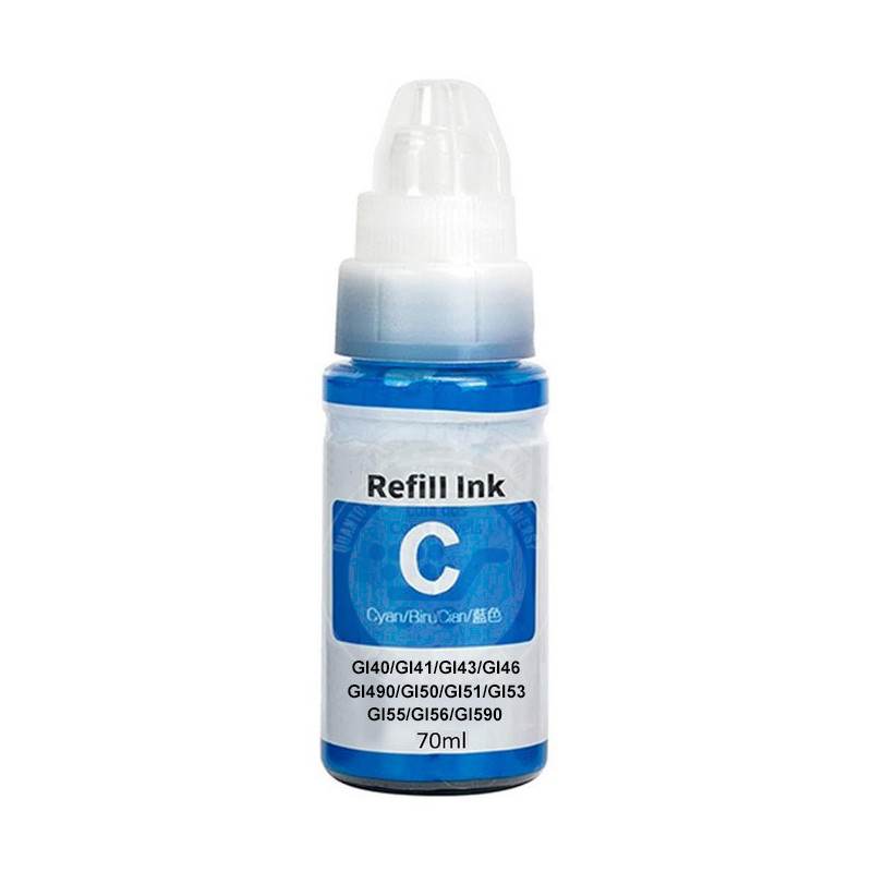 Tinta Canon Compatível GI40/GI41/GI43/GI46/GI490/GI50/GI51/GI53/GI55/GI56/GI590 Azul