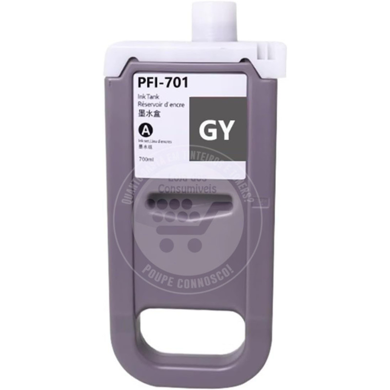 Tinteiro Canon Compatível PFI701/PFI301 Cinzento