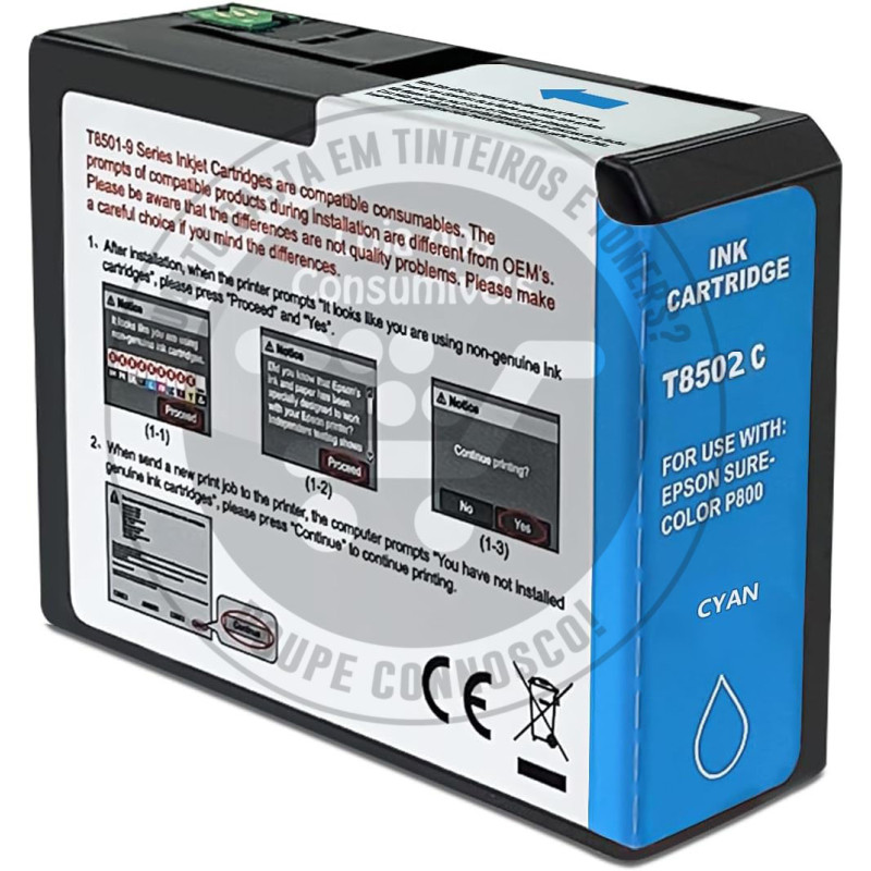 Tinteiro Epson Compatível T8502 Azul