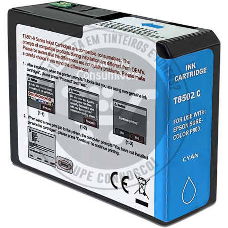 Tinteiro Epson Compatível T8502 Azul
