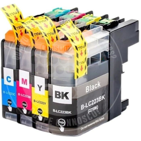 Conjunto 4 Tinteiros Brother Compatíveis LC221/LC223