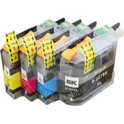 Conjunto 4 Tinteiros Brother Compatíveis - Preto (LC227) / Azul, Magenta e Amarelo (LC225)