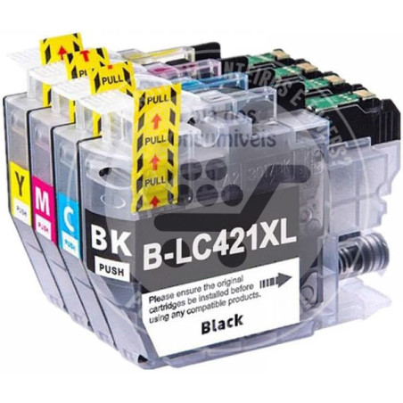 Conjunto 4 Tinteiros Brother Compatíveis LC421XL
