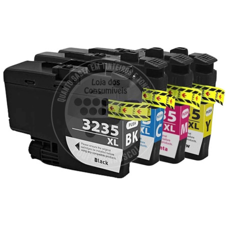 Conjunto 4 Tinteiros Brother Compatíveis LC3235XL/LC3233